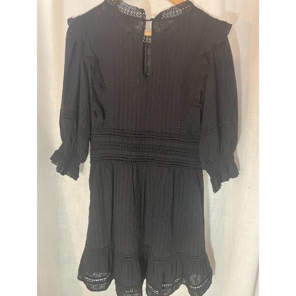 Black Lace Cotton Boho Victorian Inspired Mini Dress, size M‎ by Urban Pioneers - Picture 2 of 8